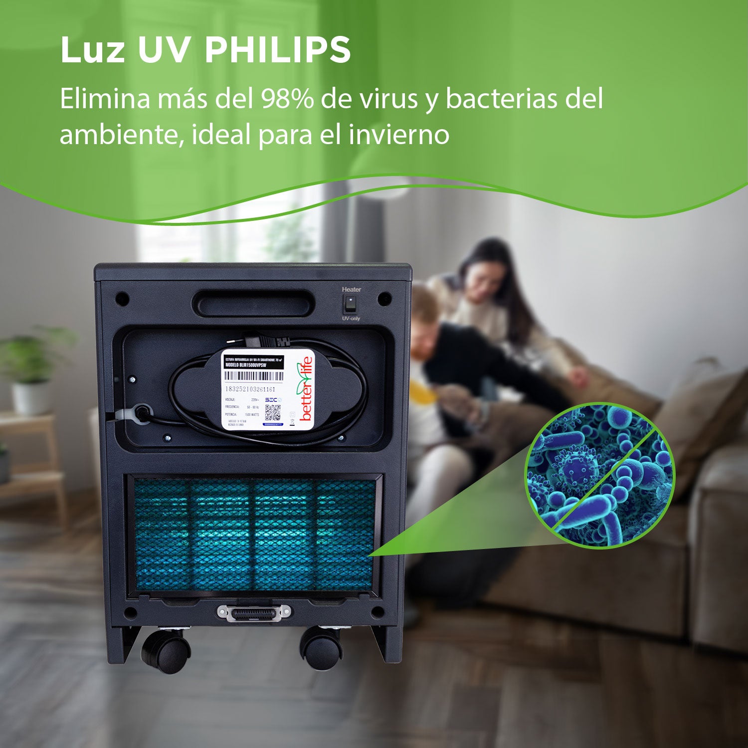 Estufa Eléctrica Infrarroja UV 70 m2 WiFi image 4