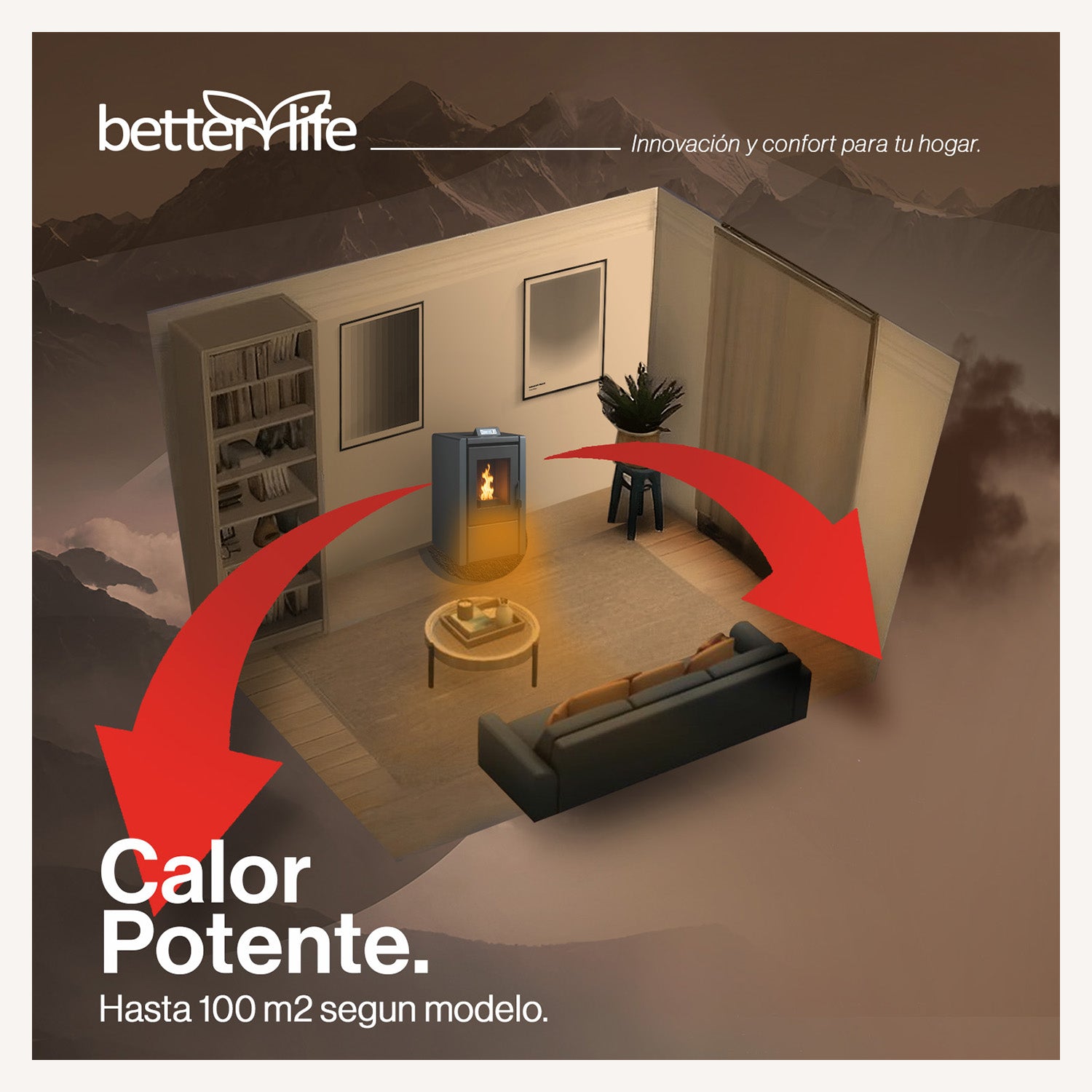 Estufa Pellet 6,2 Kw 100 M2 Wifi + Kit De Instalación image 1