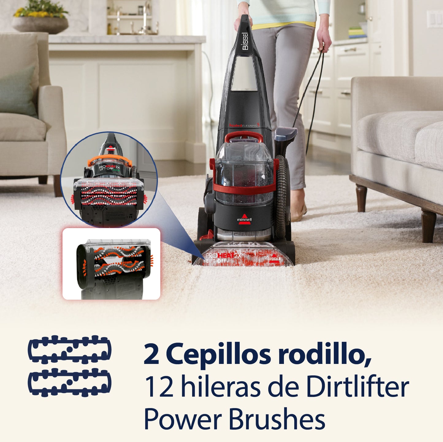 Lavadora de Alfombras ProHeat 2X LiftOff BISSELL 2072N image 3