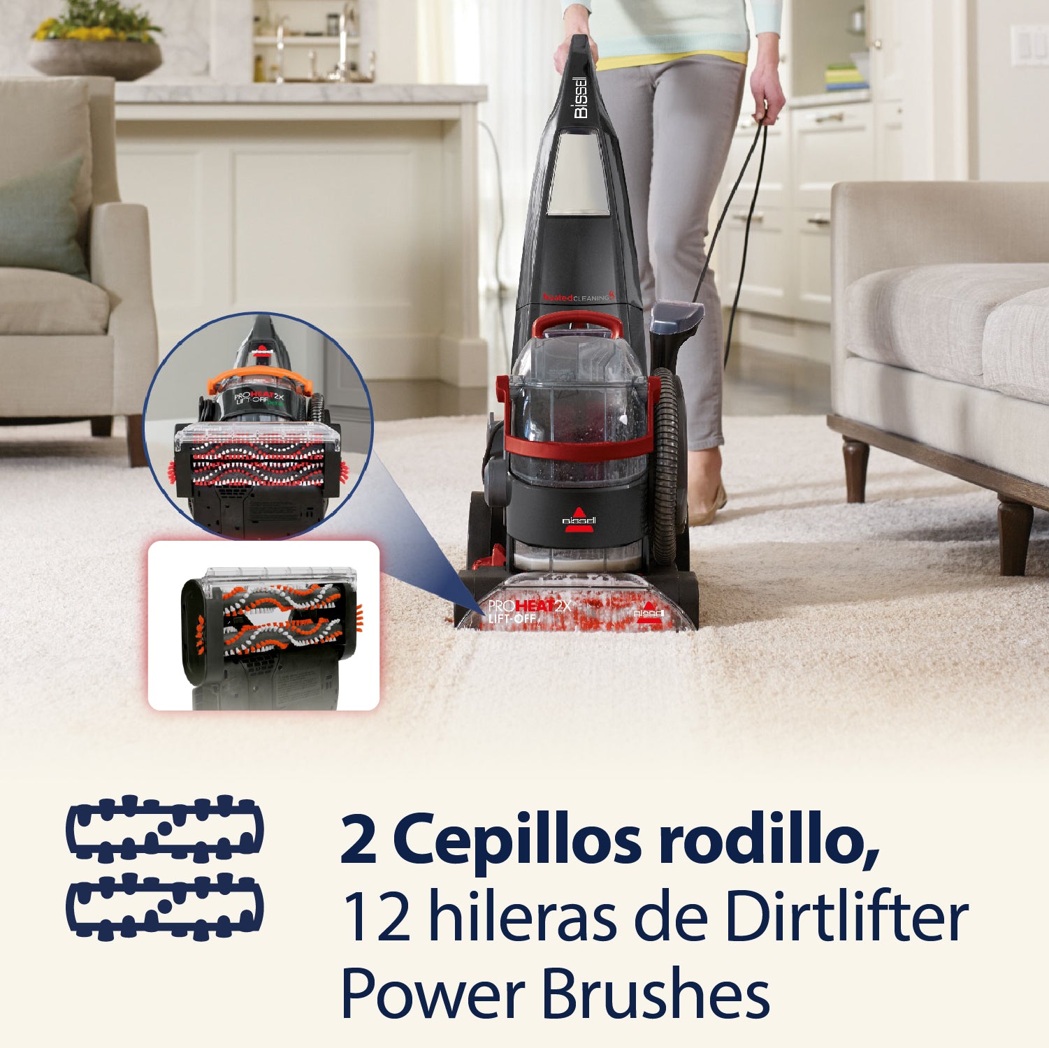 Lavadora de Alfombras ProHeat 2X LiftOff BISSELL 2072N image 3