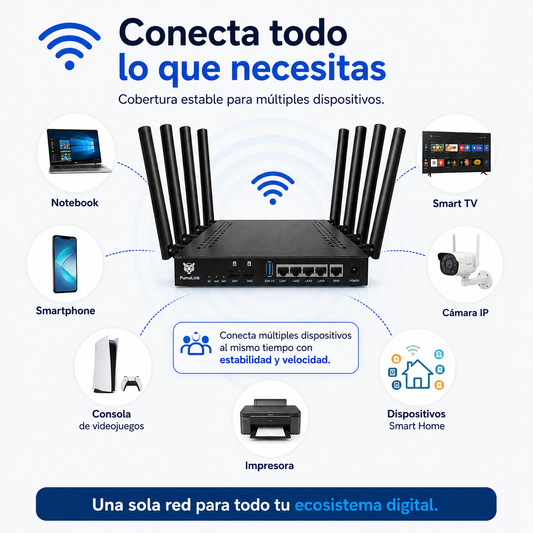 Router 5G PumaLink PL25G2S300 Dual SIM WiFi Alta Cobertura 8 Antenas LAN WAN USB