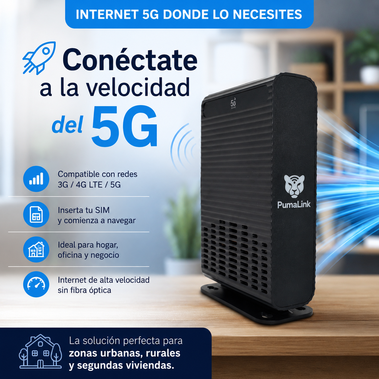 Router 5G Pumalink PL5G2S100 WiFi Con Ranura SIM 3G/4G/5G