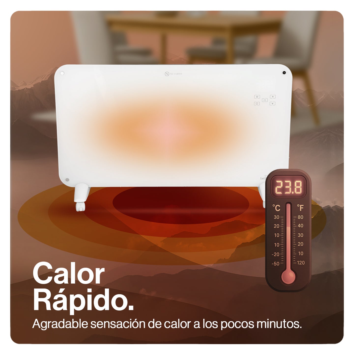 Calefactor Eléctrico Mural De Cristal 2000W WiFi image 1