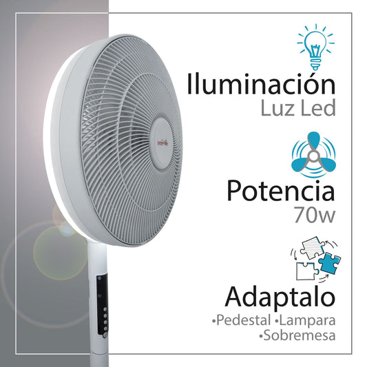 Ventilador de Pedestal y Sobremesa con Luz LED 3 en 1 BL1670L image 1