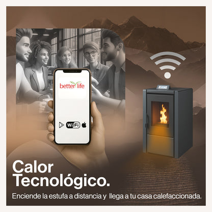 Estufa Pellet 6,2 Kw 100 M2 Wifi + Kit De Instalación image 4