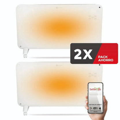 Calefactor Eléctrico Mural De Cristal (2 Unidades) 1000 W Wi-Fi